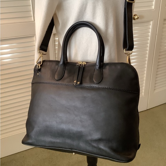 Roots Handbags - Roots Large Shirley Tote / Satchel / Crossbody / Shoulder Bag in Black Leather